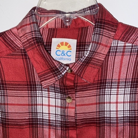 C & C California Kyle Plaid Button Down Rayon Blouse in size m, EUC - Picture 3 of 7
